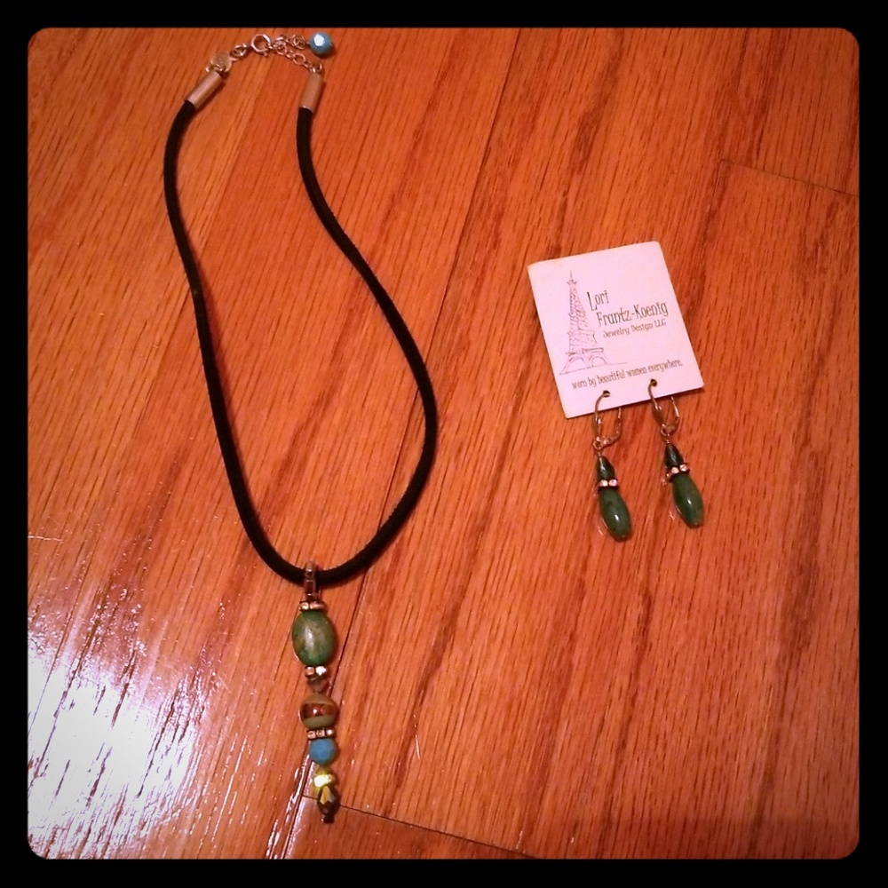 Lori Frantz-Koenig Blue Earring and Necklace set